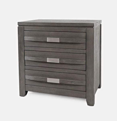 vendor-unknown Bed Room Altamonte 3 Drawer Power Nightstand - Brushed Grey (5349866995865)