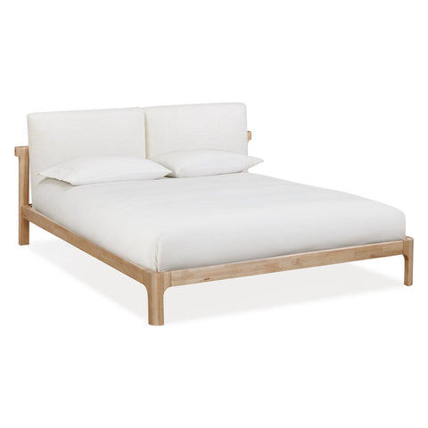 Furano Upholstered Two Cushion Platform Bed in Ginger and Natural Linen