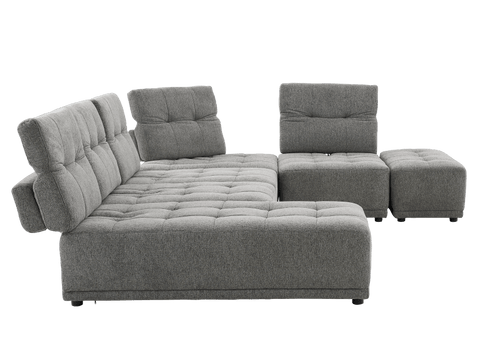 Toco Grey Upholstered Modular Sectional Sofa with Adjustable Backrests and Headrests
