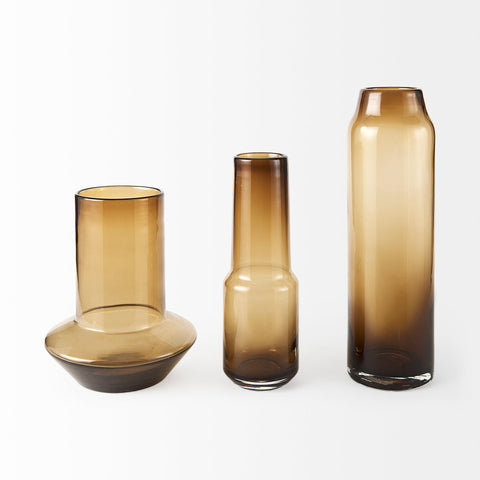 Amrita 4.8L x 4.8W x 16.0H Golden Brown Glass Vase