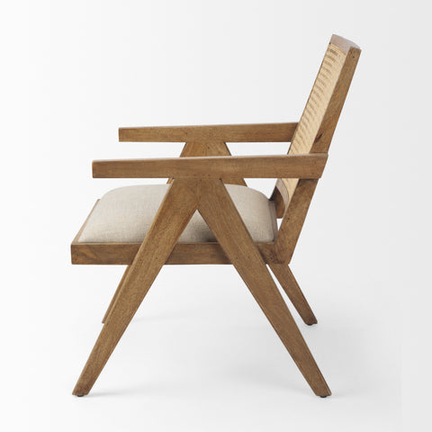 Light Brown Wood | Cane Back | Beige Upholstery_2
