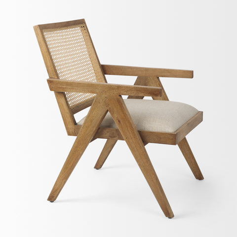 Light Brown Wood | Cane Back | Beige Upholstery_5