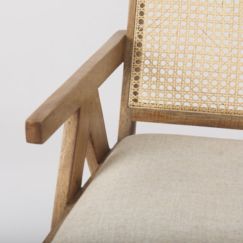 Light Brown Wood | Cane Back | Beige Upholstery_7