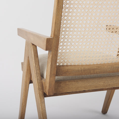 Light Brown Wood | Cane Back | Beige Upholstery_8