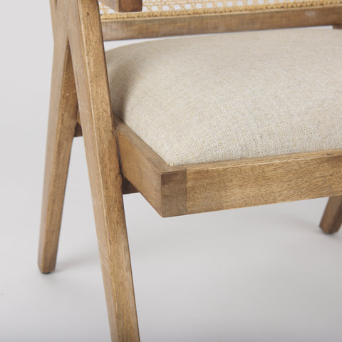 Light Brown Wood | Cane Back | Beige Upholstery_9