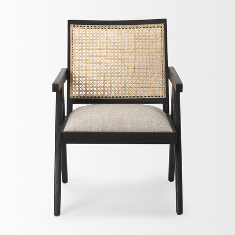 Black Wood | Cane Back | Beige Upholstery_1
