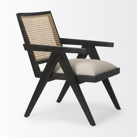 Black Wood | Cane Back | Beige Upholstery_5