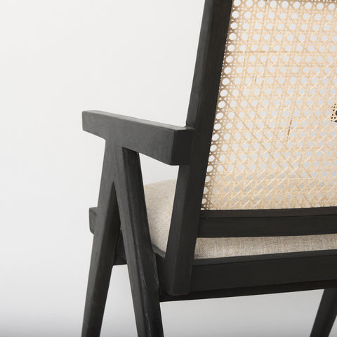 Black Wood | Cane Back | Beige Upholstery_8