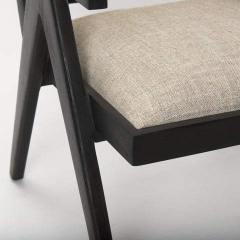 Black Wood | Cane Back | Beige Upholstery_9