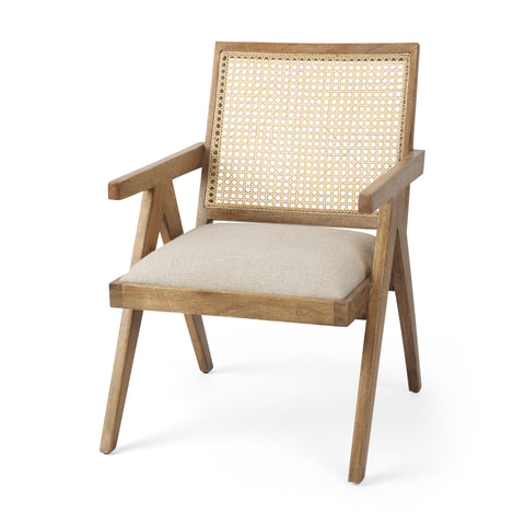 Light Brown Wood | Cane Back | Beige Upholstery_0