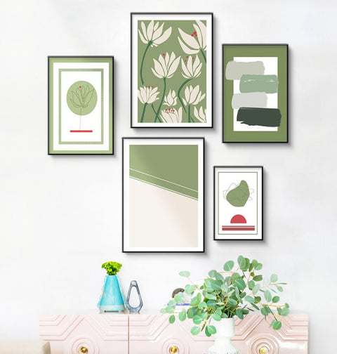 Bellisa II Set of 5 Alloy Matt - Black Frame Wall Art