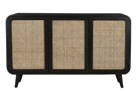 Cane Oval Three Door Cabinet