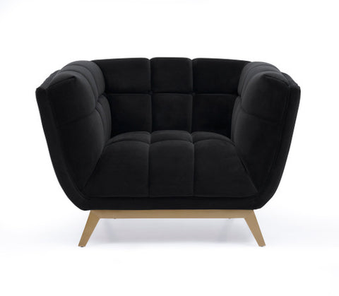 Yaletown Mid Century Accent Chair - Velvet Black