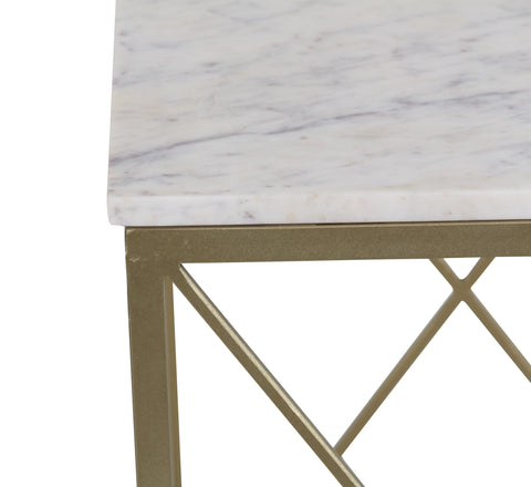 Catherine End Table Gold with Marble top