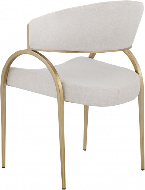 Monet Gold Linen Textured Dining Chair - Beige