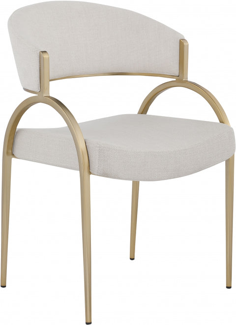 Monet Gold Linen Textured Dining Chair - Beige