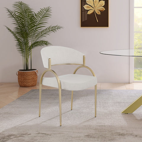 Monet Gold Linen Textured Dining Chair - Beige