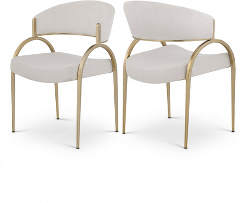 Monet Gold Linen Textured Dining Chair - Beige