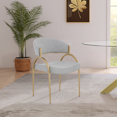 Monet Gold Linen Textured Dining Chair - Grey