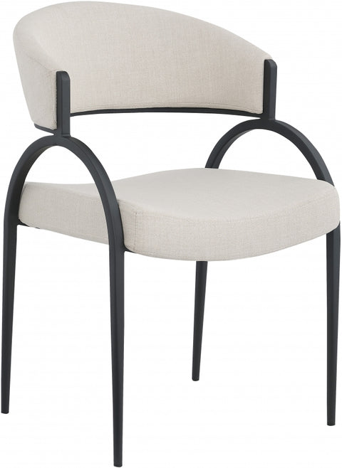 Kara Linen Textured Dining Chair - Beige