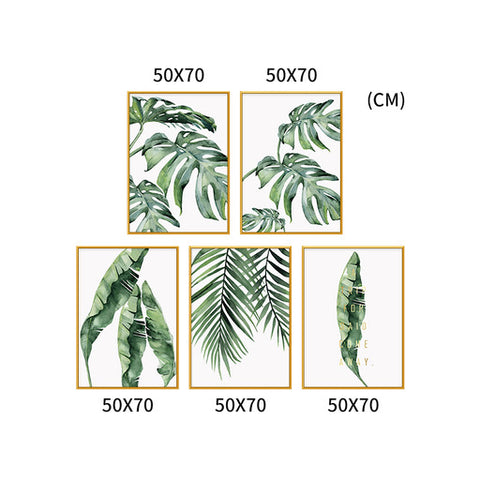 Green Envy Set of 5 Alloy Matt - Golden Frame Wall Art