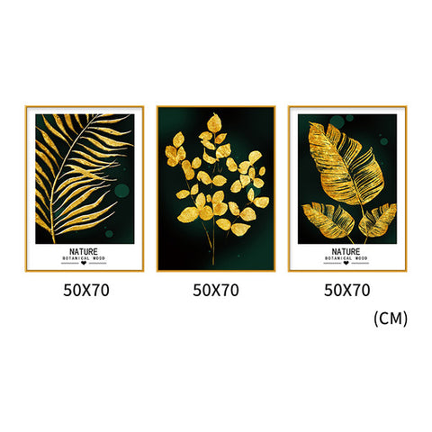 Palma II  Set of 3 Alloy Matt - Golden Frame Wall Art