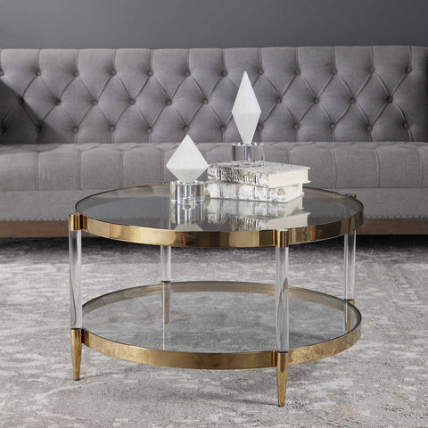 Darren Coffee Table - Gold with acrylic legs