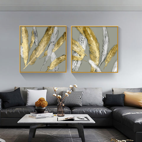 Romulus Set of 2 Alloy Matt - Golden Frame Wall Art