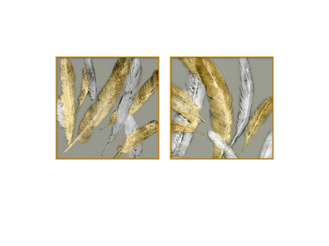 Romulus Set of 2 Alloy Matt - Golden Frame Wall Art