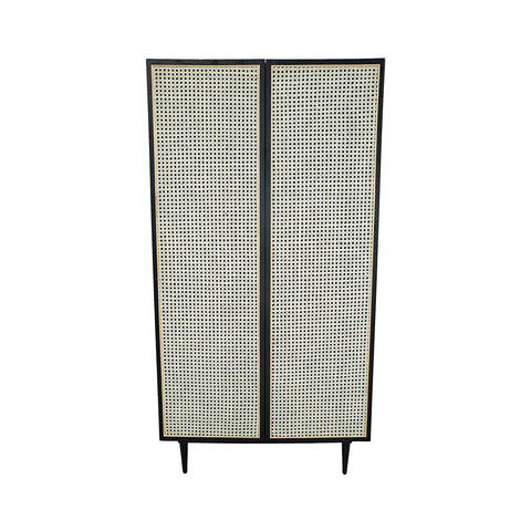 Floor Model Cane Bookcase With Full Doors