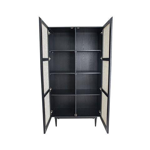 CANE BOOKCASE WITH FULL DOORS