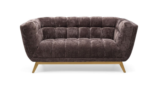 Yaletown Mid Century Accent Loveseat - Mocha Crushed Velvet