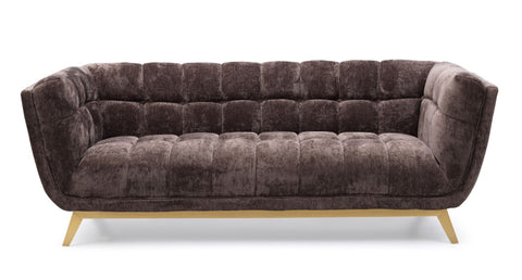 Yaletown Mid Century Accent Sofa - Mocha Crushed Velvet