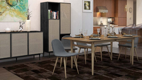 Floor Model Cane Bookcase With Full Doors