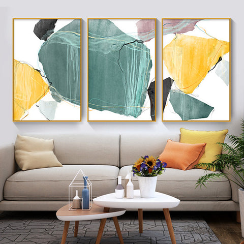 Marina Set of 3 Alloy Matt - Golden Frame Wall Art