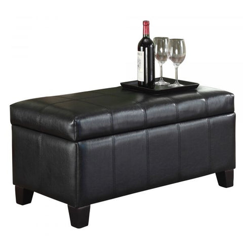 Bella Rectangular Storage Ottoman - Black