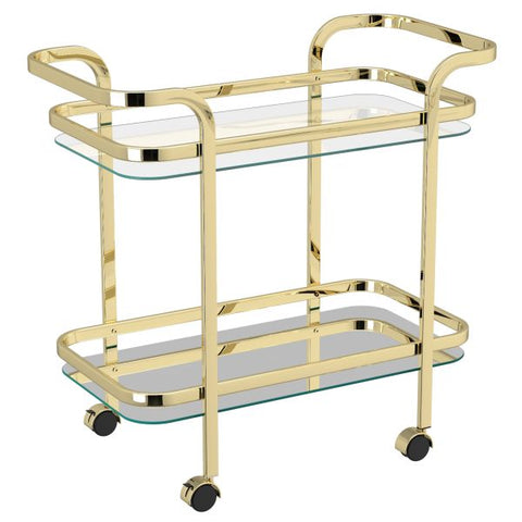 Zedd 2-Tier Bar Cart in Brass