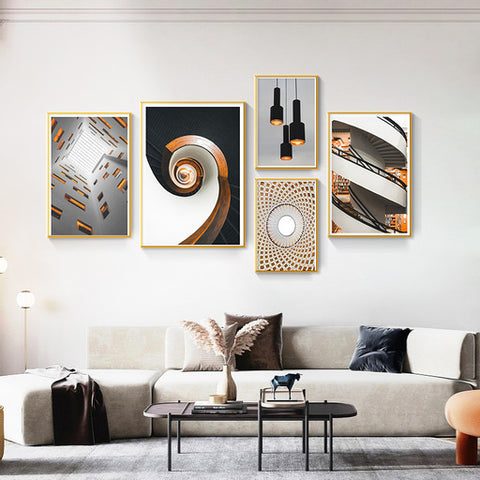 Tribeca Set of 5 Alloy Matt - Golden Frame Wall Art