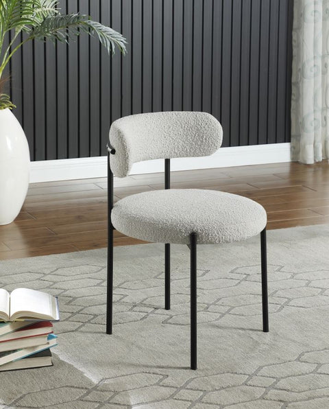 Ronda Dining Chair Boucle Fabric cream color