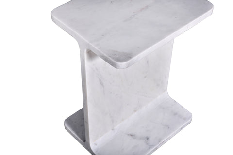 Alita White Marble End Table