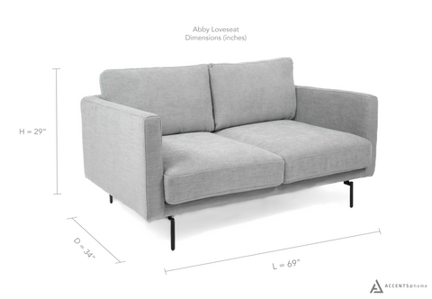 Abby Fabric Loveseat with Black Metal Legs