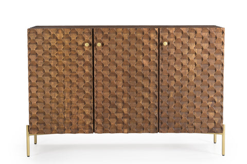 Palma Solid Mango Wood  Sideboard Honeycomb Brass