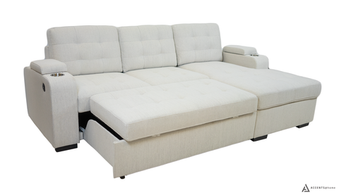 Alonso Sleeper Sectional Right Chaise with USB - Oatmeal