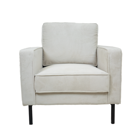 Beaumont Accent Chair - Ivory Corduroy Striped Upholstery Fabric