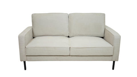 Beaumont Fabric Loveseat - Ivory Corduroy Striped Soft Velvet Upholstery Fabric