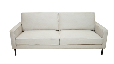 Beaumont Fabric Sofa - Ivory Corduroy Striped Soft Velvet Upholstery Fabric