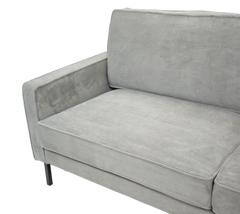 Beaumont Fabric Sofa - Dark Grey Corduroy Striped Soft Velvet Upholstery Fabric