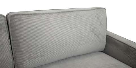 Beaumont Fabric Sofa - Dark Grey Corduroy Striped Soft Velvet Upholstery Fabric