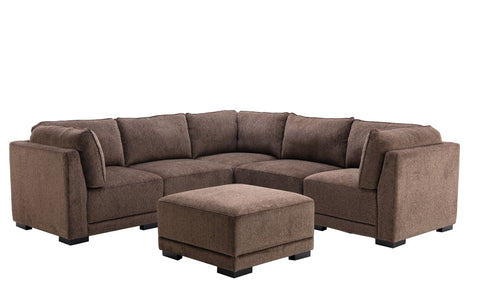 Bjork Fabric Modular Sectional 6Pc Brown Chenille