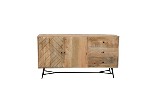 VANCHA Diagonal Pattern Brown 2 Door 3 Drawer Sideboard